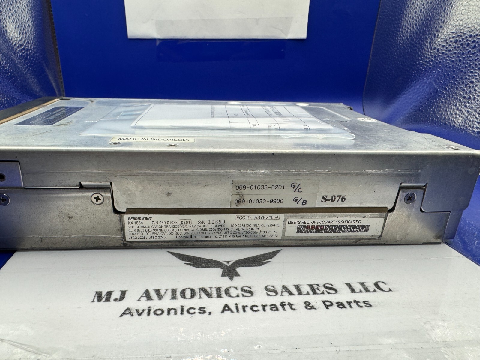 BENDIX/KING KX 165A 28 VDC P/N 069-01033-0201 WITH GLIDESLOPE WITH FAA FORM 8130