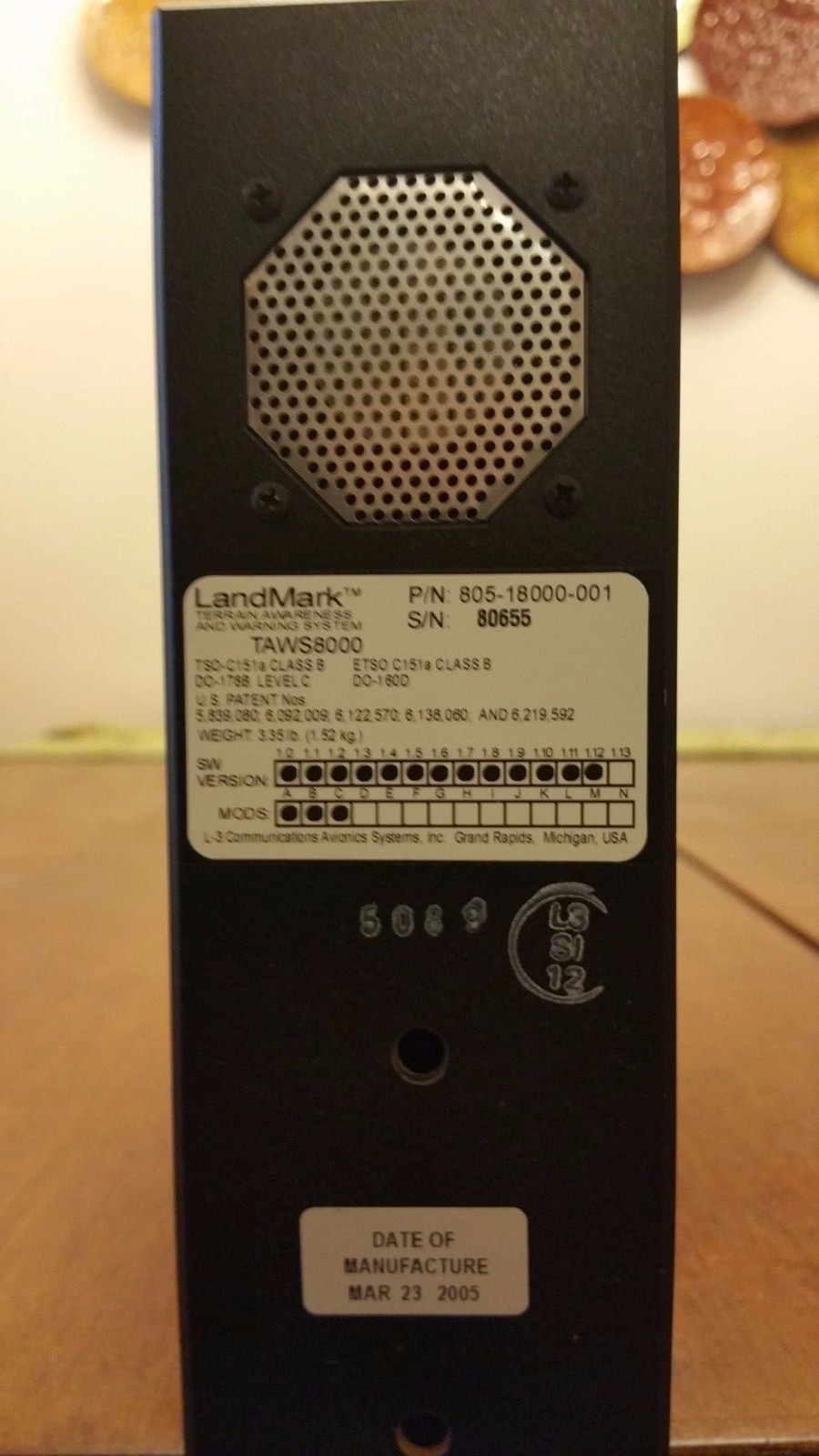 LANDMARK TAWS 800 TERRAIN AWARENESS WARNING SYSTEM CLASS B P/N 805-18000-001