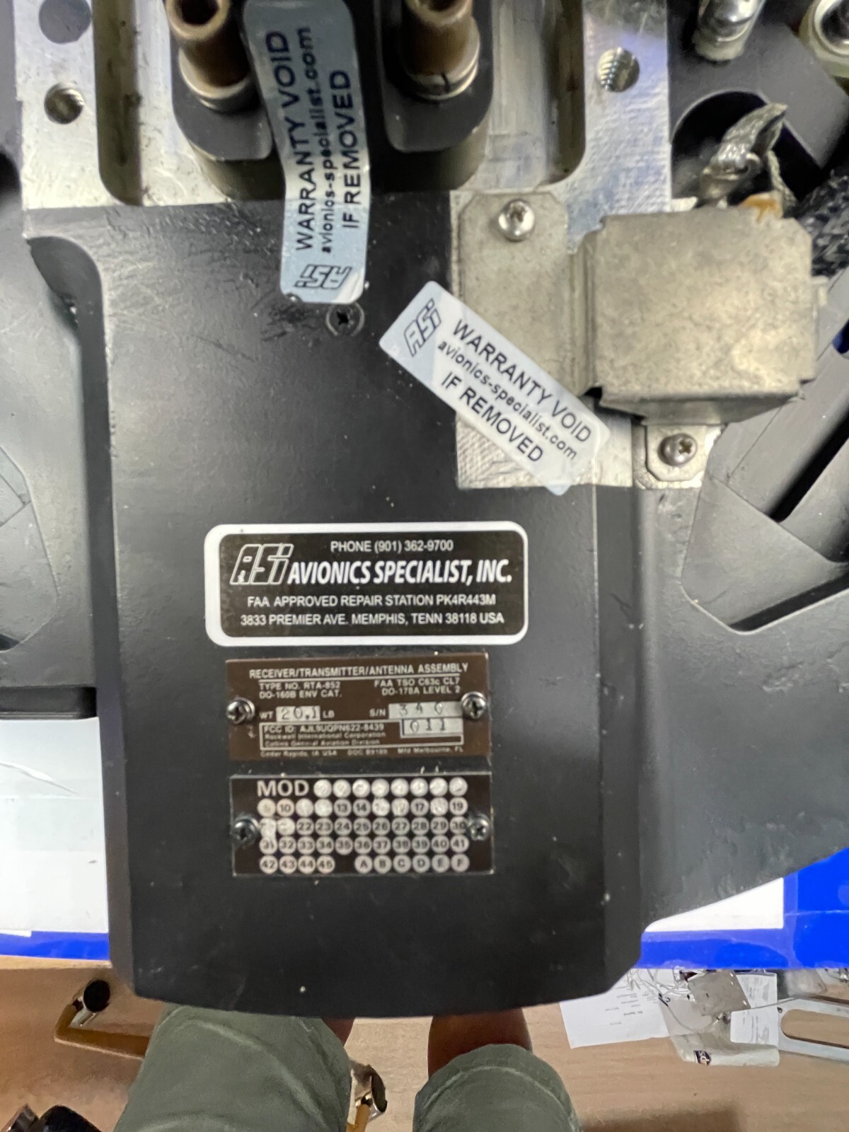 COLLINS Receiver/Transmitter/Antenna RTA 852 P/N 622-8439-011 WITH FAA FORM 8130